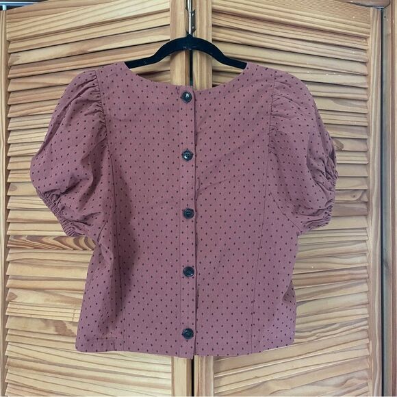 Madewell Jacquard Puff-Sleeve Top in Micro Cross - Picture 7 of 9